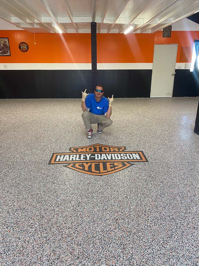 Harley Davidson Garage Floor Coating